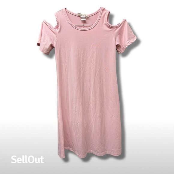 Btween Girl’s Pink Cold Shoulder Knee Length Dress Size 8 Casual - Picture 1 of 5